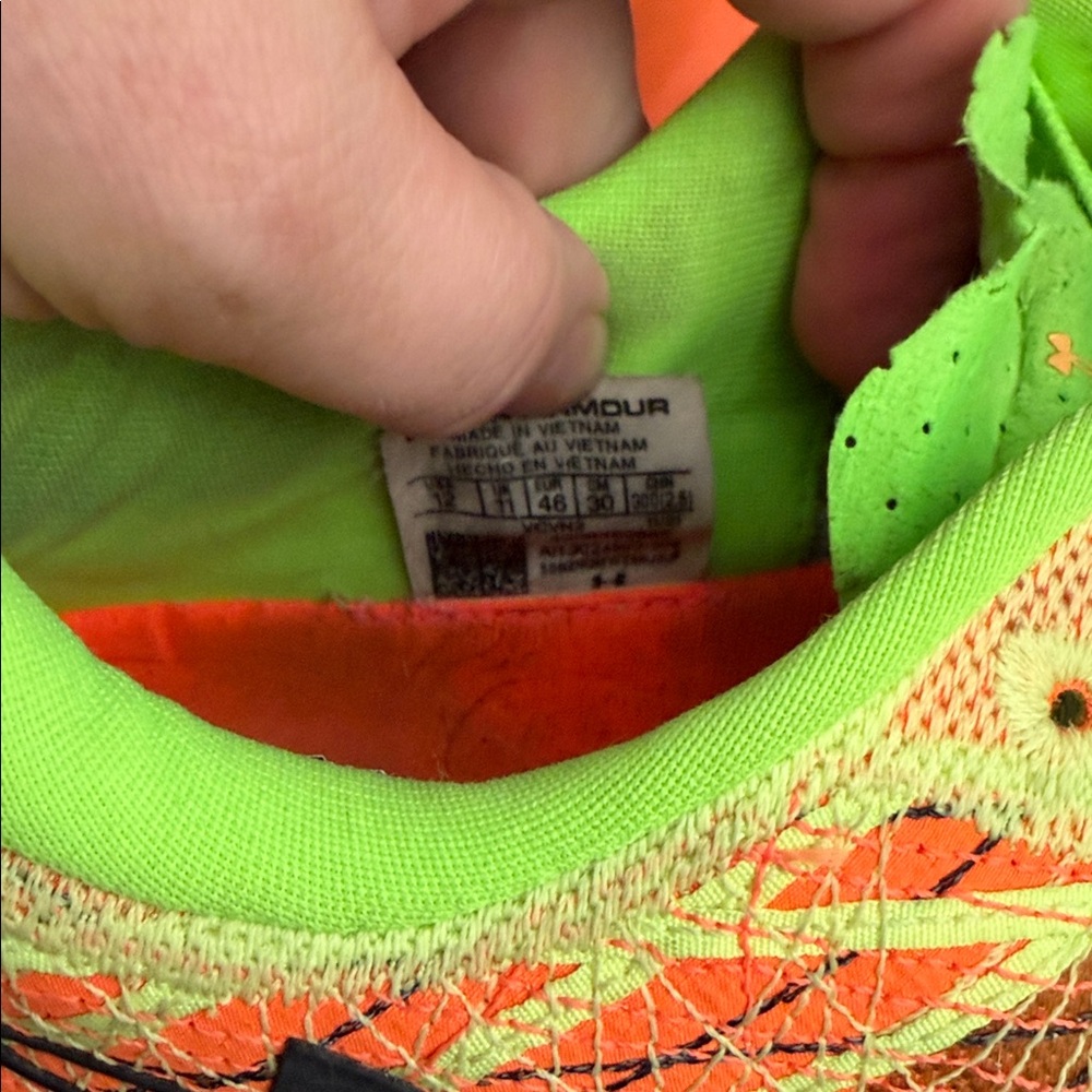 Under Armour Flow Velocity Wind Quirky Lime Blaze Orange Athletic Shoes size 12 - Picture 8 of 10
